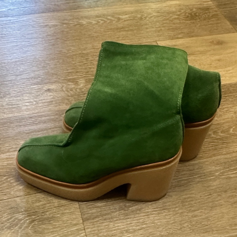 Free People Green Suede Platform Ankle Boots